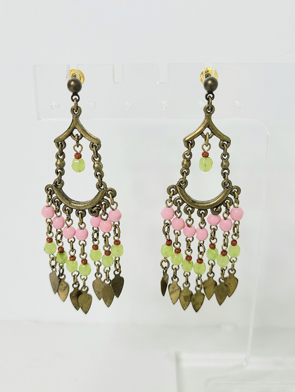 Ben-Amun Vintage Antique Gold Tone Beaded Vintage Dangle Earrings